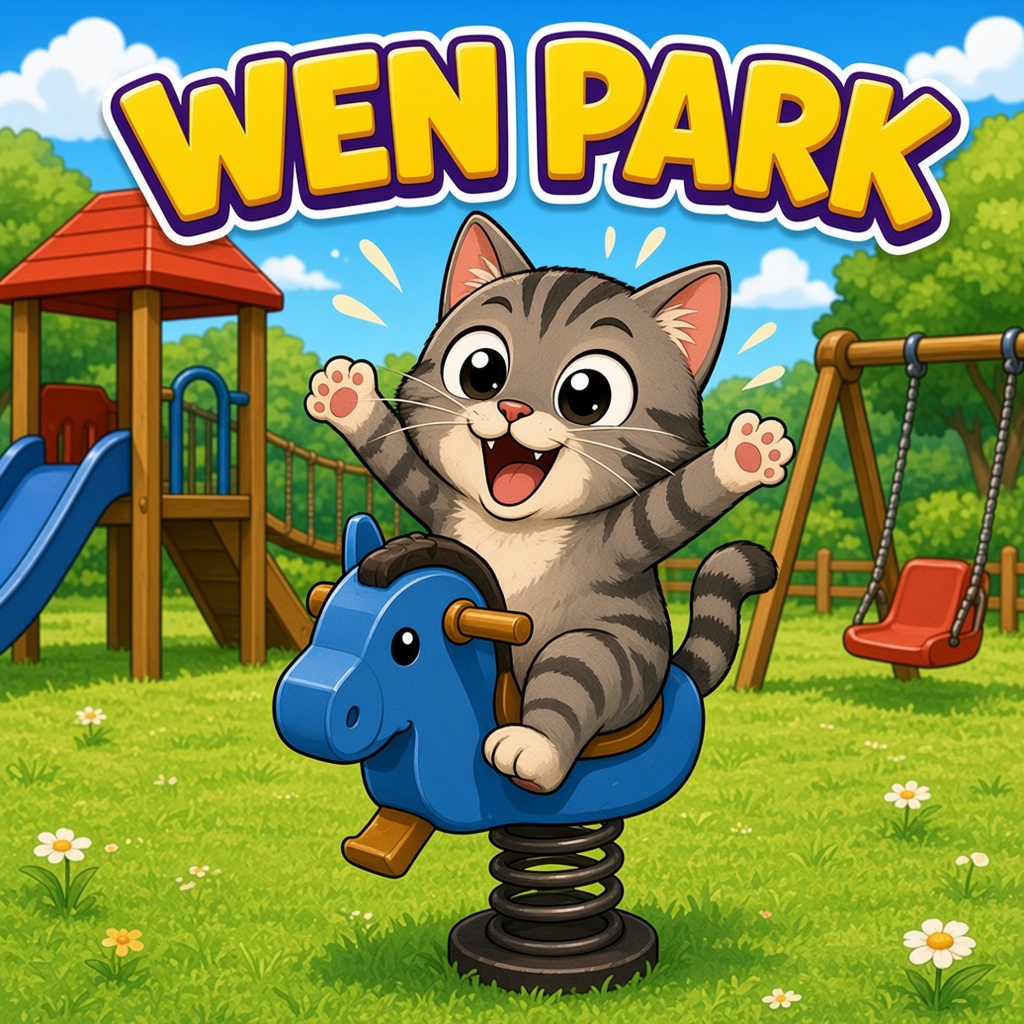 Cat on a spring horse — wen park
